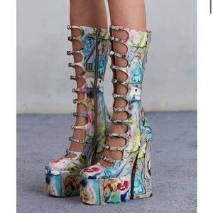 MARC JACOBS HEAVEN LOVE PARK PATTERN RARE KIKI BOOTS EU 37